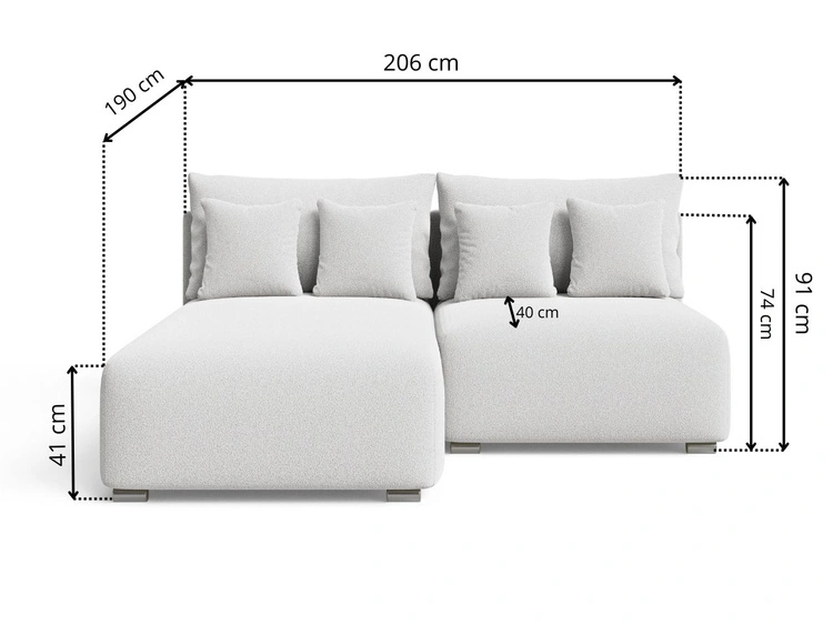 Ecksofa L-Form Rechts mit Schlaffunktion und Bettkasten Ronni Beige