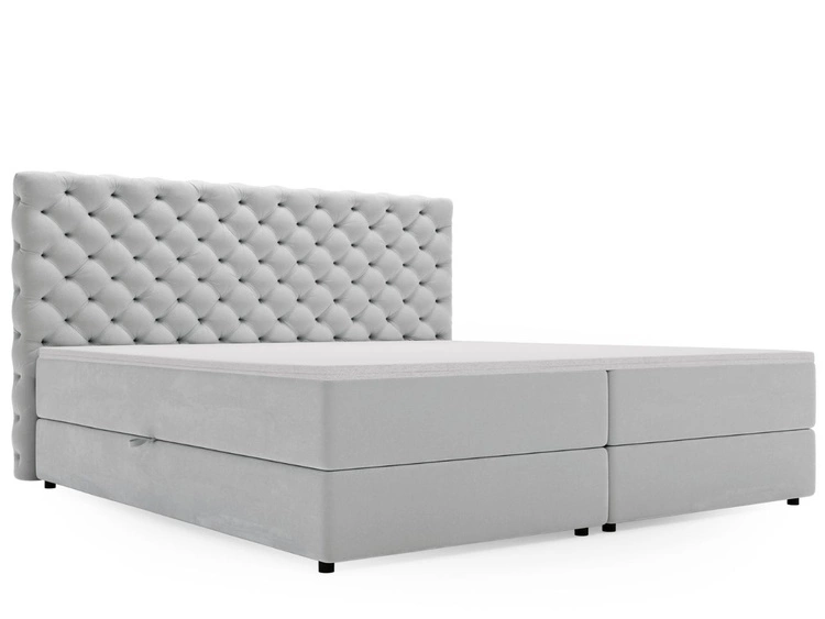 Boxspringbett mit Bettkasten 180x200 Bergamo Hellgrau