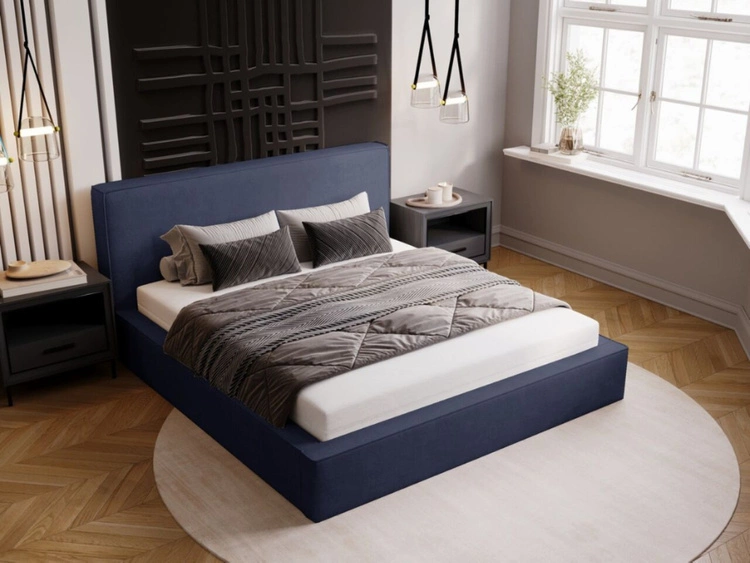 Polsterbett mit Bettkasten und Lattenrost 180x200 Monaco Blau