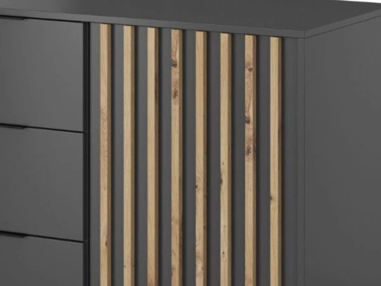 Kommode mit Türen und Schubladen 155 cm Macron Graphit Artisan Eiche