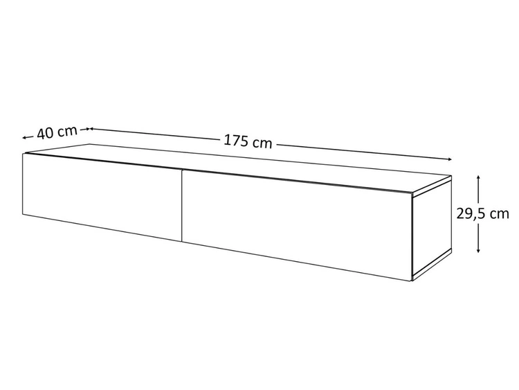 Hängendes TV-Lowboard mit zwei Türen 175 cm Sorelle Schwarz Matt
