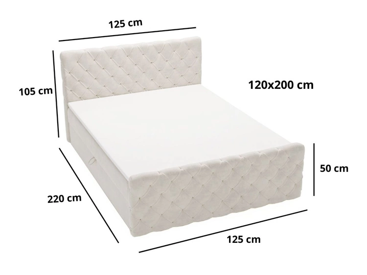Boxspringbett mit Bettkasten 120x200 Lunaris Schwarz