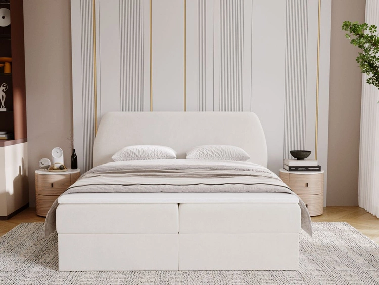 Boxspringbett mit Bettkasten 140x200 Bogota Creme