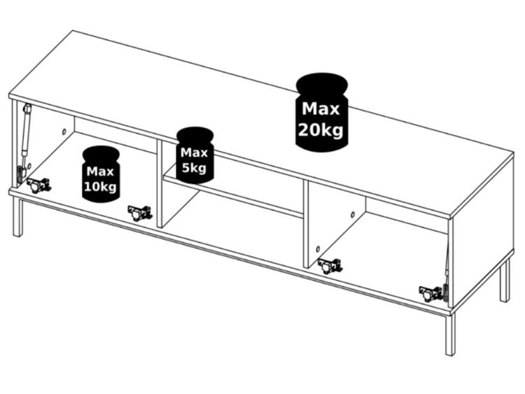 TV-Lowboard mit Türen 150 cm Soroko Hickory