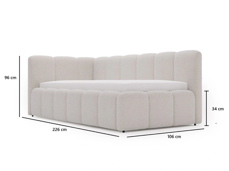 Jugendbett Einzelbett mit Bettkasten und Lattenrost 90x200 Cloud One Dunkelbeige Bouclé-Stoff