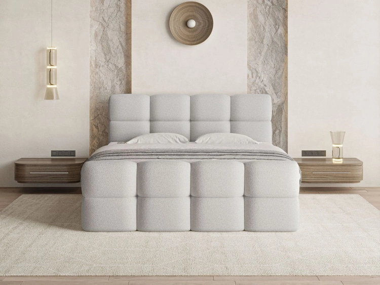 Boxspringbett mit Bettkasten 160x200 Rivon Hellgrau