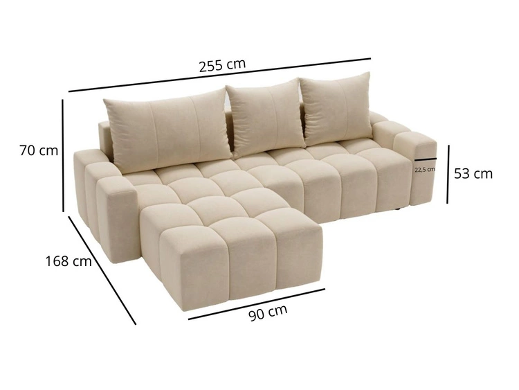 Ecksofa L-Form mit Schlaffunktion und Bettkasten Bresso Hellgrau