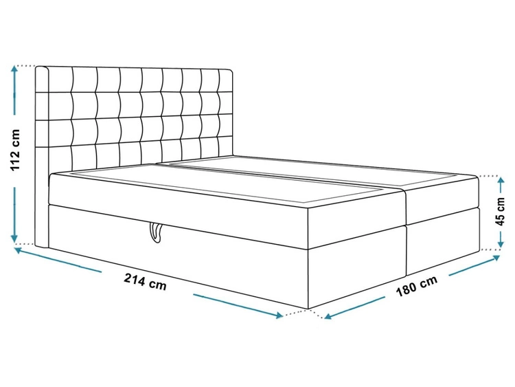 Boxspringbett mit Bettkasten 180x200 Denza Grau