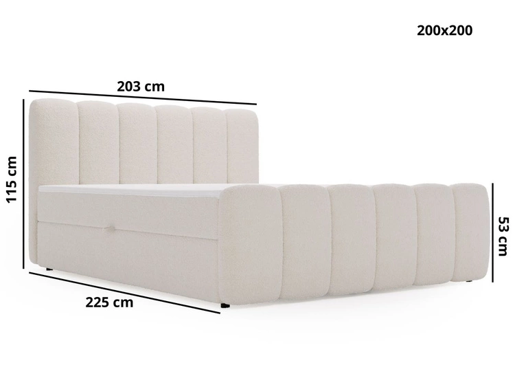 Boxspringbett mit Bettkasten 200x200 Bouclé-Stoff Cloud Beige